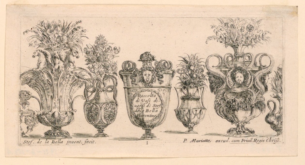 Vaser, fra "Collection of Different Vases" av Stefano della Bella