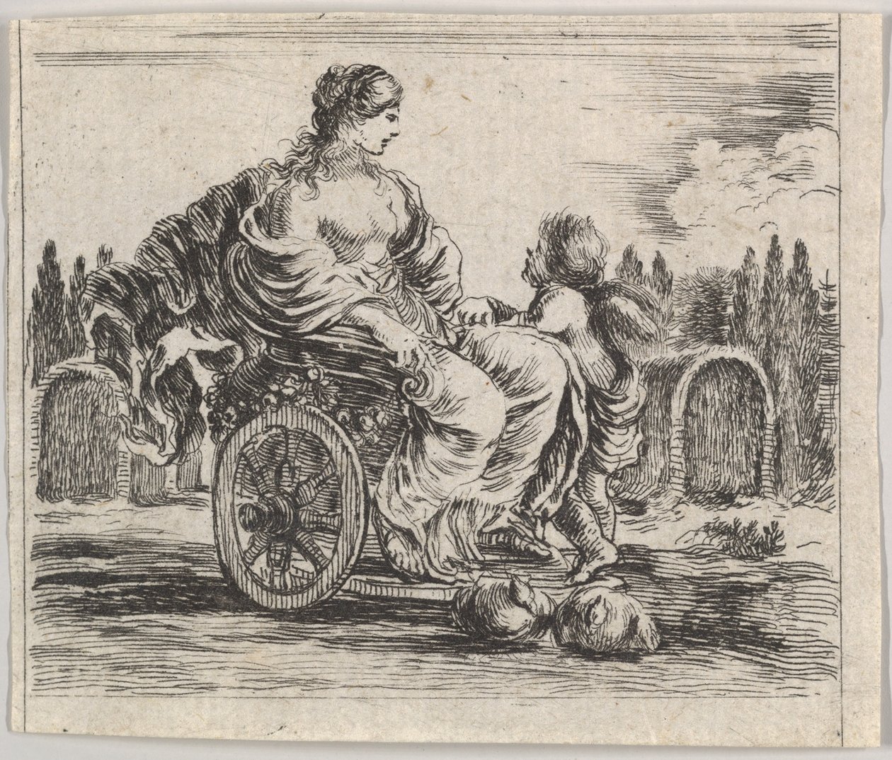 Venus, fra 'Game of Mythology' Jeu de la Mythologie, 1644. av Stefano della Bella