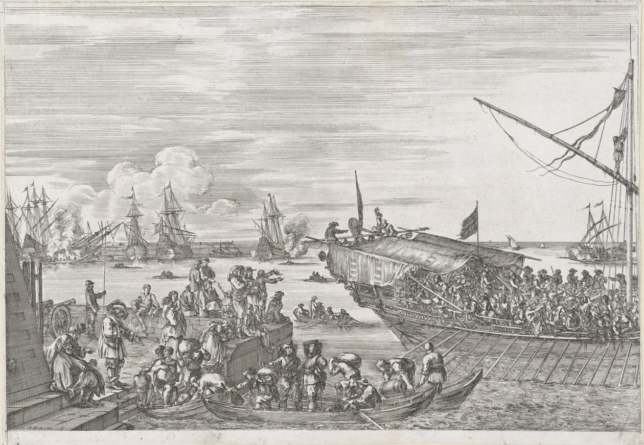 Avgang fra et bysseskip i havnen i Livorno Livorno havn (serietittel) Vues de port de Livourne (serietittel) av Stefano della Bella