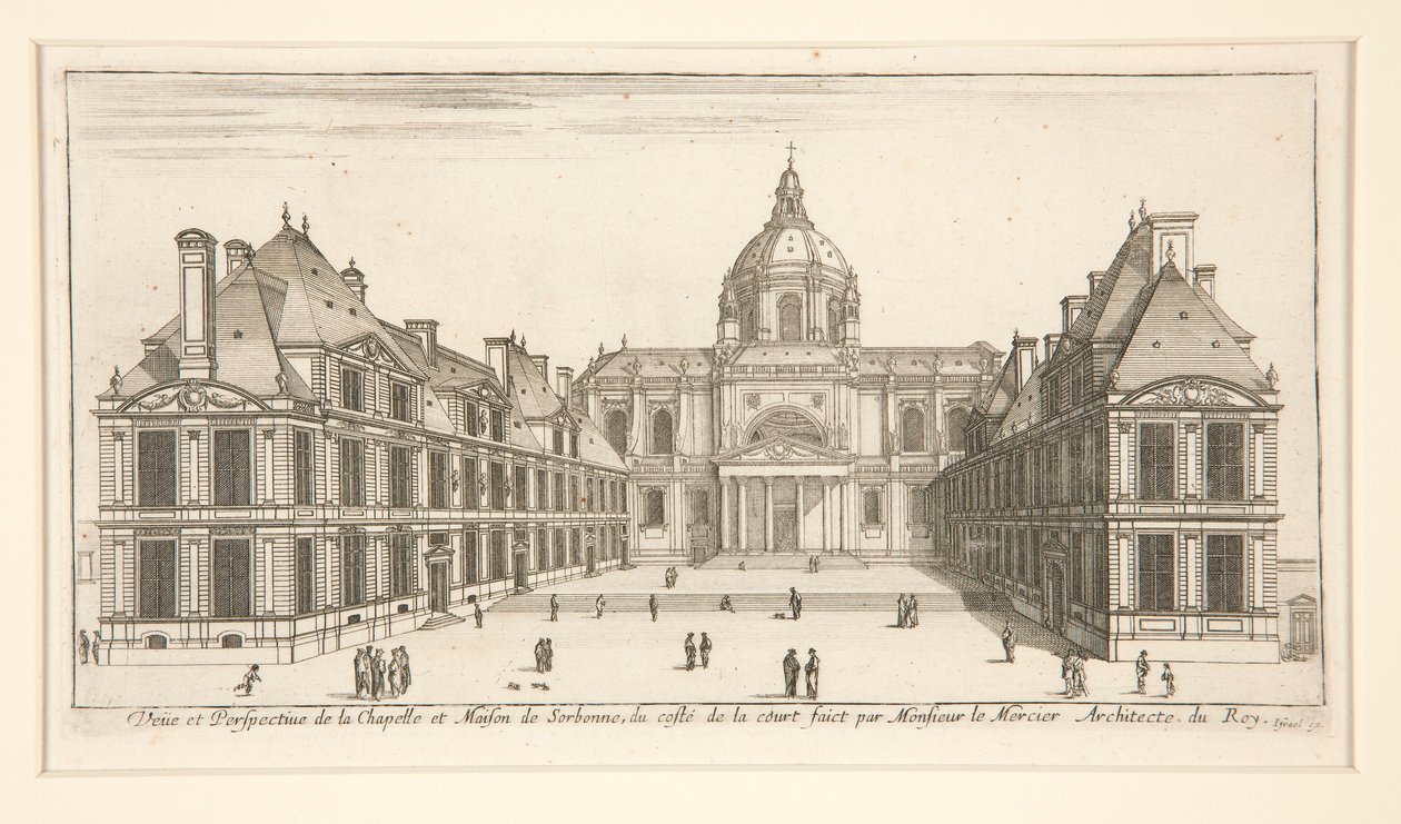Utsikt og perspektiv av kapellet og huset til Sorbonne av Stefano della Bella