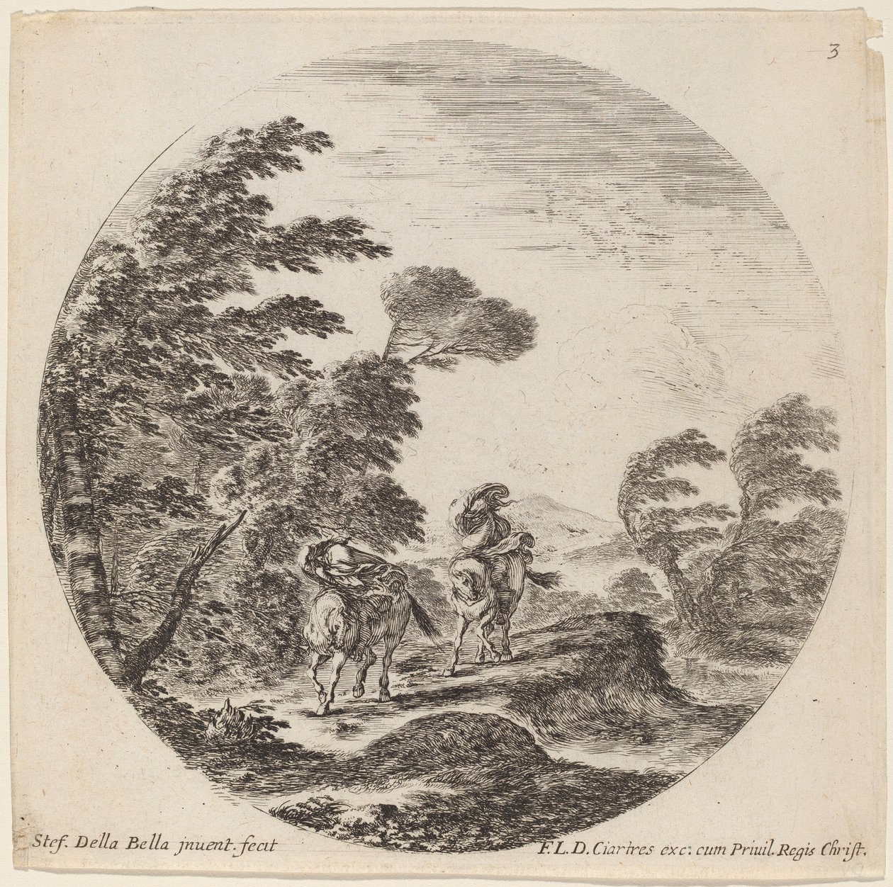 Vindblåste ryttere, 1646. av Stefano della Bella