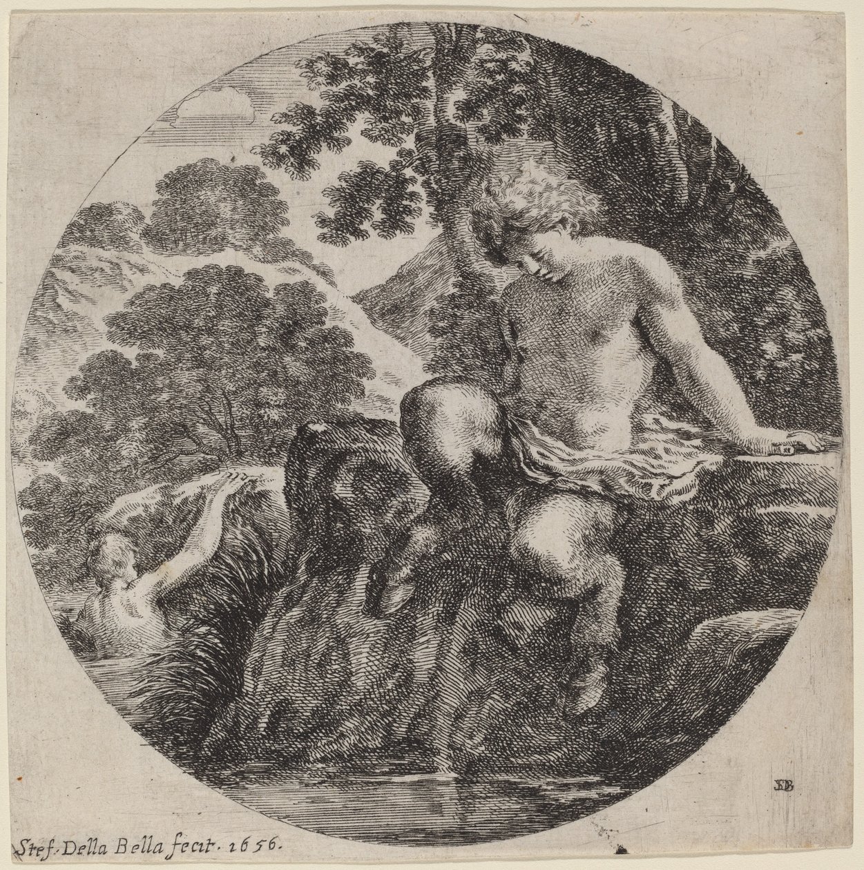 Young Satyr at the Bank of a Stream av Stefano della Bella