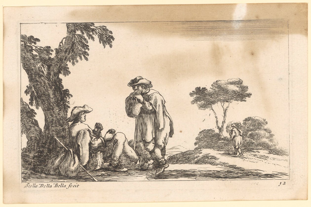 To pilegrimer hviler seg ved et tre av Stefano della Bella