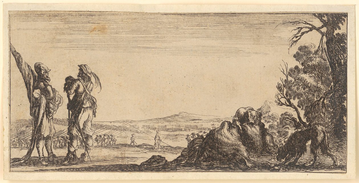 To soldater foran en slette av Stefano della Bella