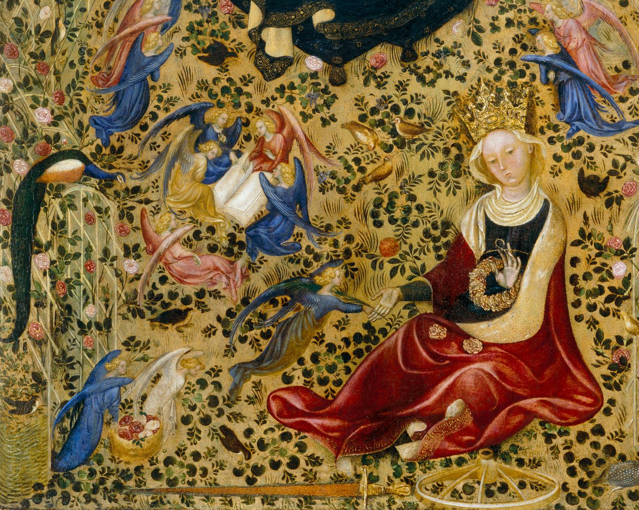 Saint Catherine of Alexandria, detalj av Madonna del Roseto av Stefano di Giovanni da Verona