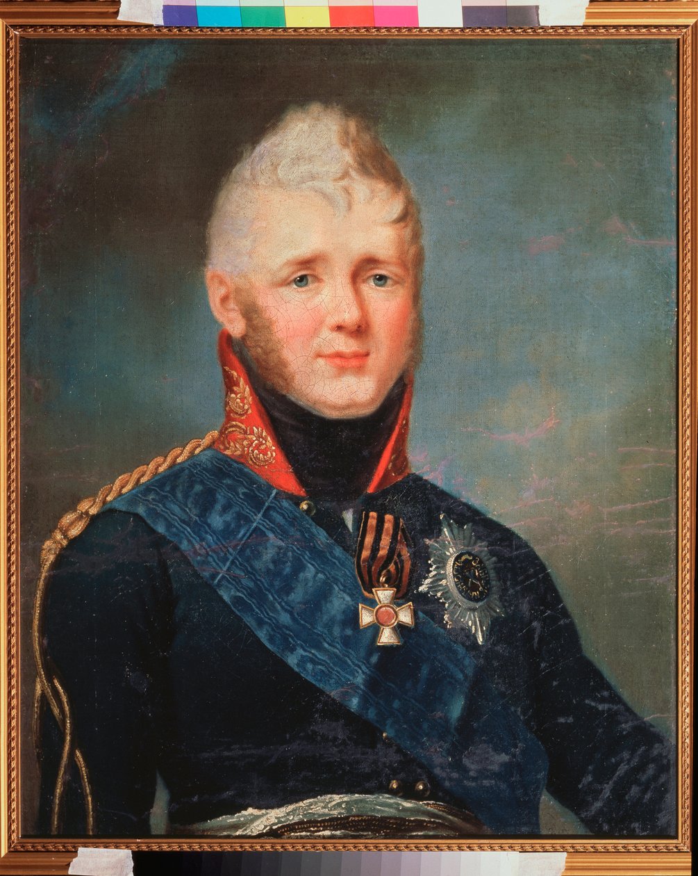 Portrett av keiser Alexander I, tsar av Russland (1777-1825). Maleri av Stepan Semyonovich Shchukin (Schchukin) (1762-1828), olje på lerret, etter 1805. Russisk kunst fra 1800-tallet. State V. Tropinin Museum, Moskva. av Stepan Semenovich Shchukin