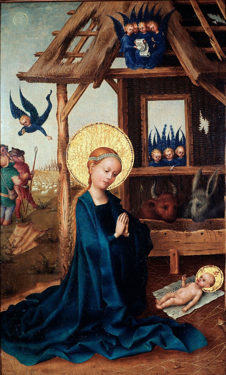 Tilbedelse av barnet Maleri av Stephan Lochner (ca. 1410-1451) Alte Pinakothek fra 1400-tallet, München av Stephan Lochner