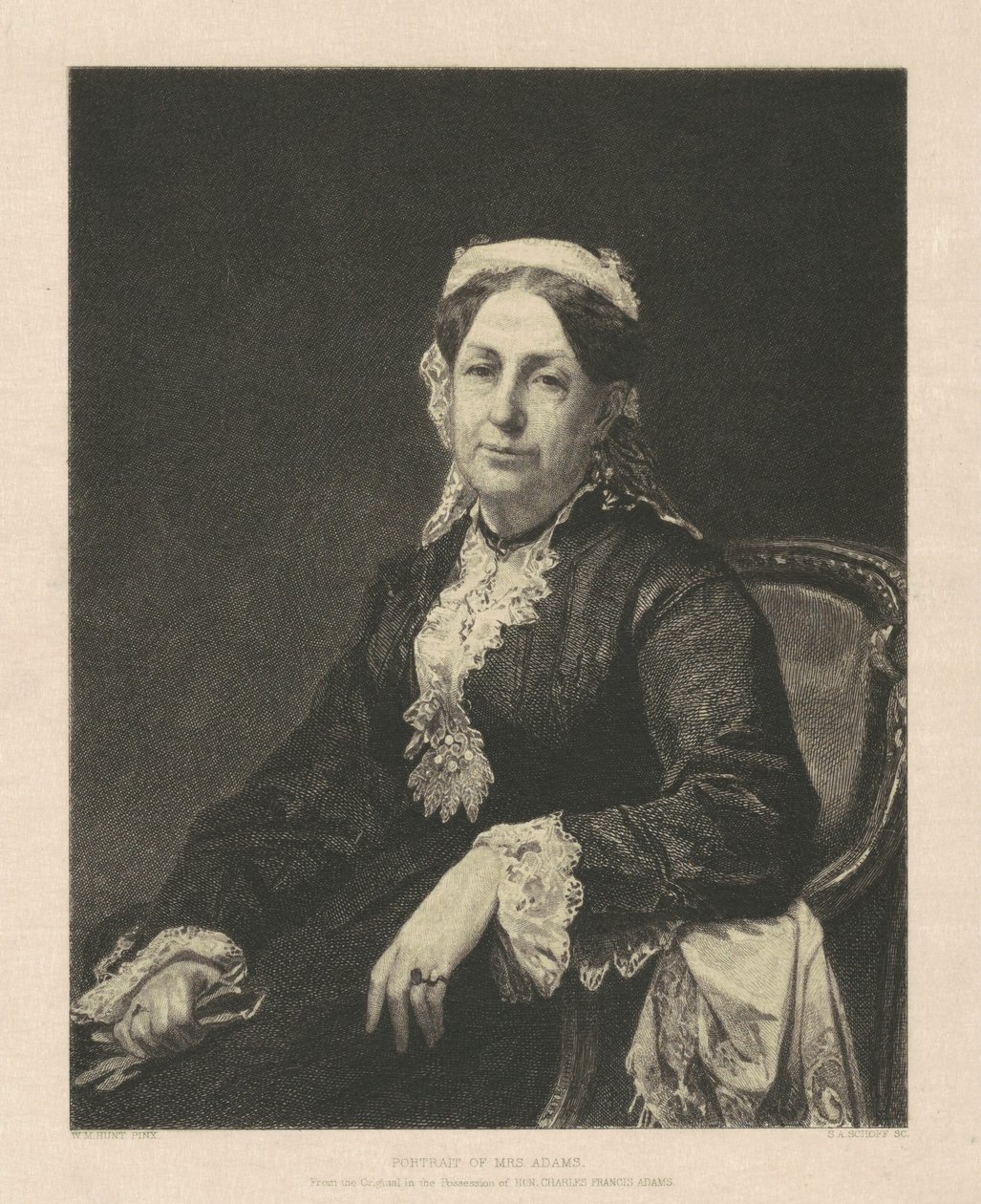 Portrett av fru Adams av Stephen Alonzo Schoff, after William Morris Hunt