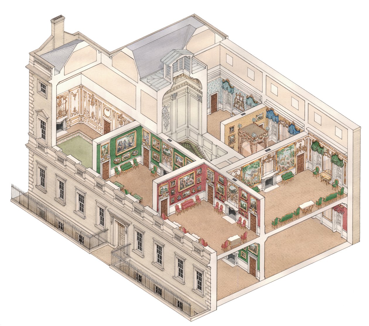 Norfolk House, London, ca. 1890–1914 (blekk og akvarell) av Stephen Conlin