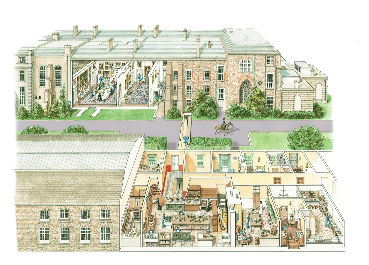 Petworth House, ca. 1890–1914 (blekk og akvarell på papir) av Stephen Conlin