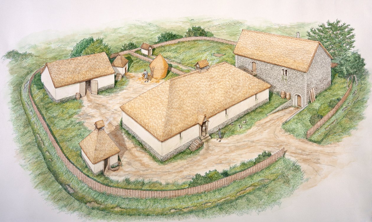 South Manor, middelalderlandsbyen Wharram Percy, North Yorkshire, 1200-tallet c2000-tallet av Stephen Conlin