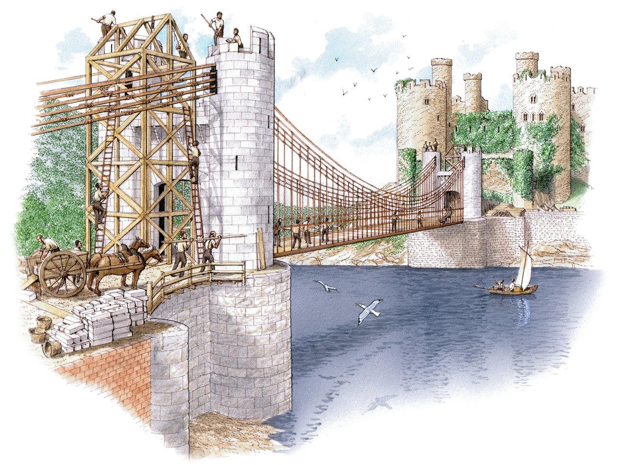 Byggingen av Conwy Bridge, Conwy fylkeskommune av Stephen Conlin