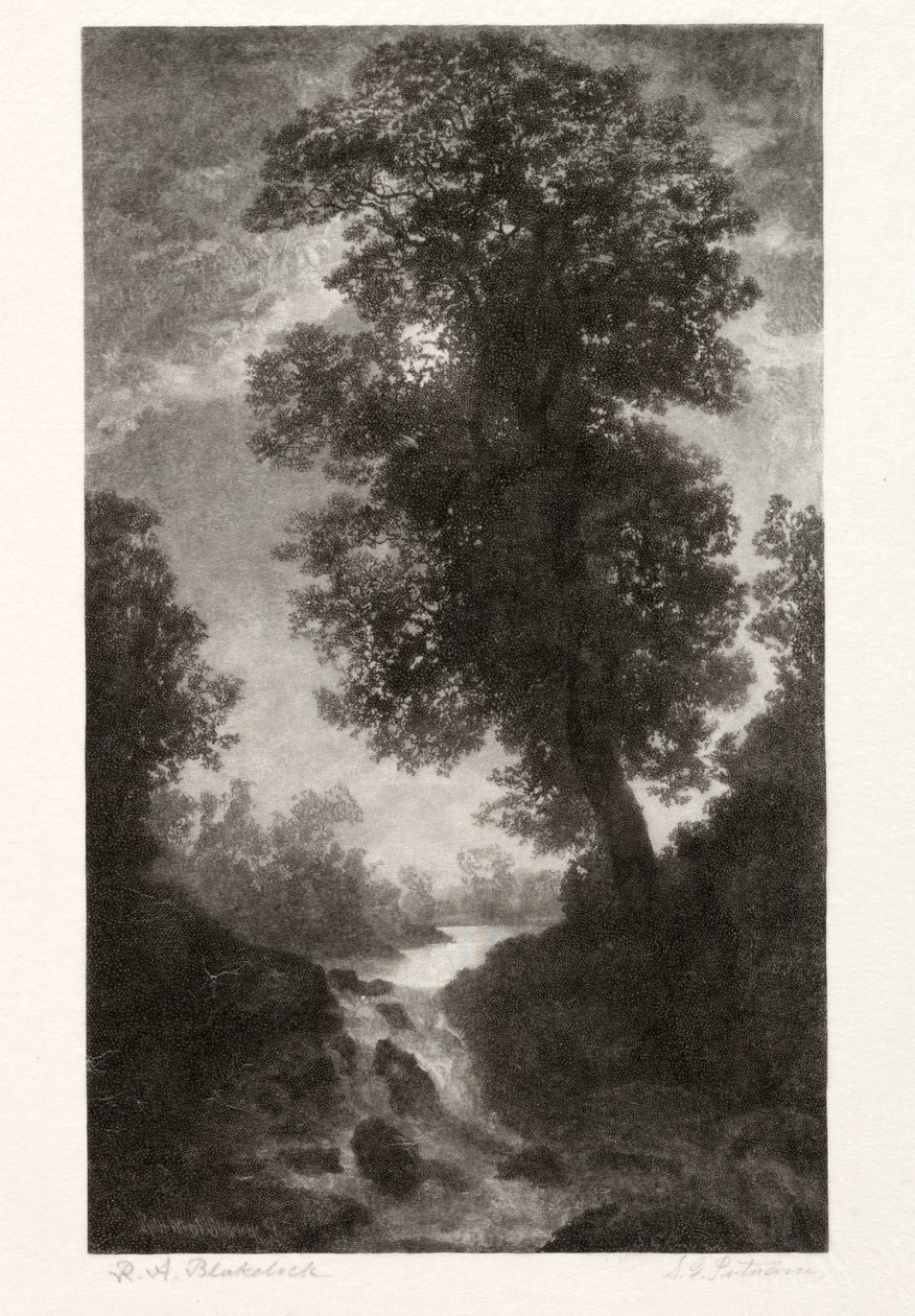 En foss ved måneskinn, 1887. av Stephen Greeley Putnam