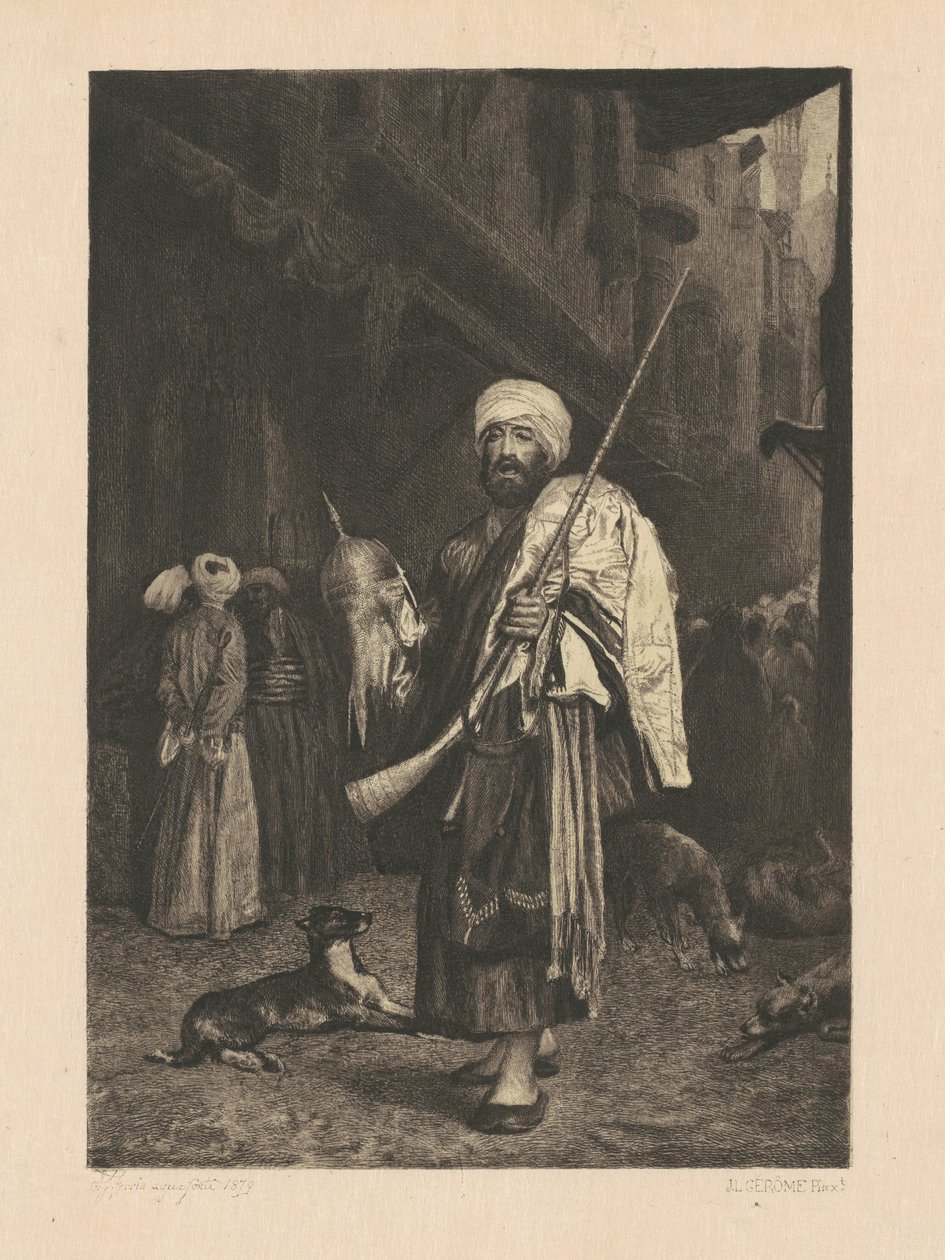 Den gamle klesforhandleren, Kairo av Stephen James Ferris, after Jean Léon Gérôme
