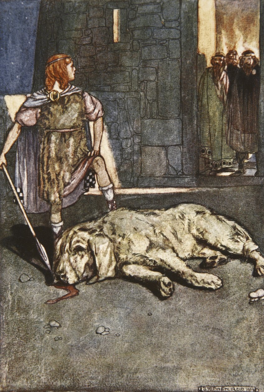 Cuchalain dreper Hound of Culain, illustrasjon fra 