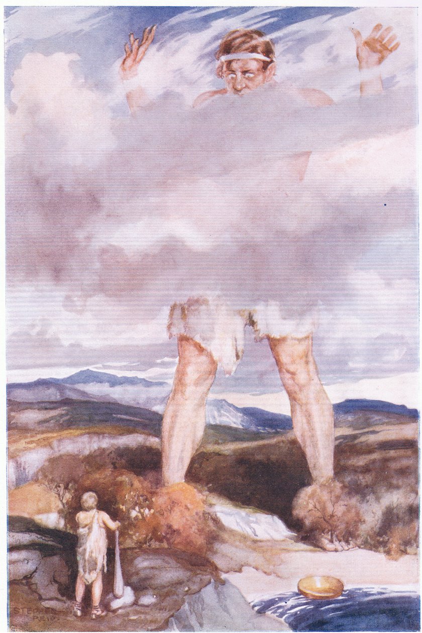 Å oppfatte kjempen Herkules brølte (farge litho) av Stephen Reid