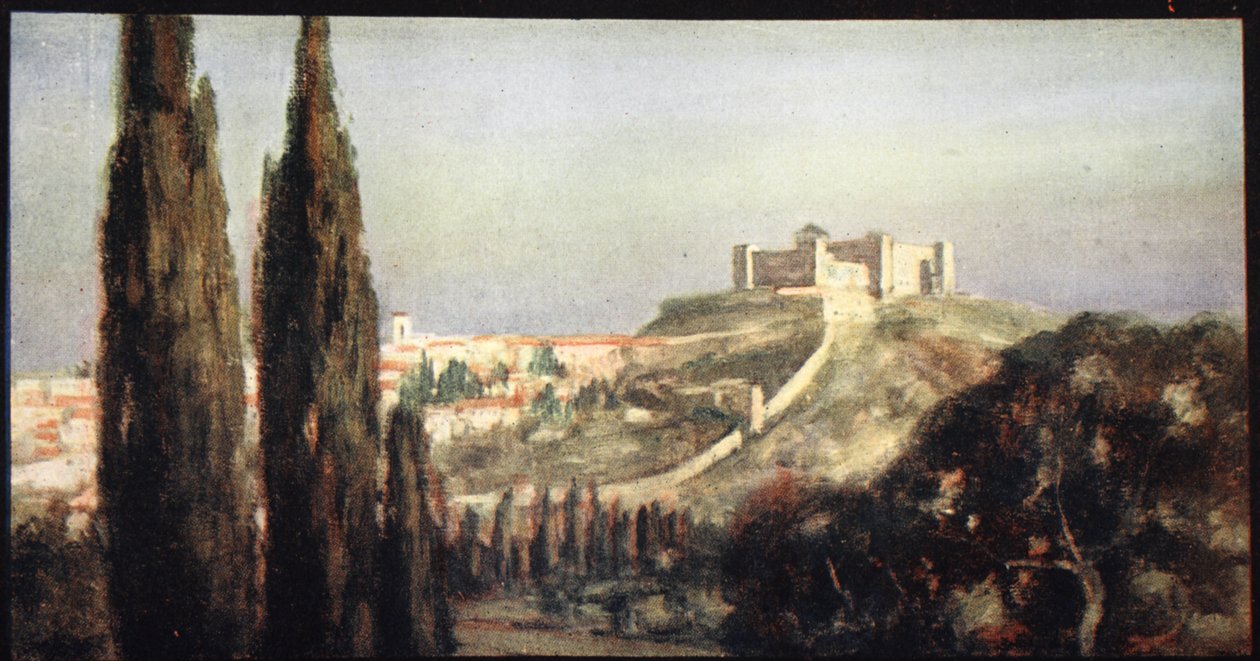 Spoletto, fødestedet til Saint Benedict, illustrasjon fra 