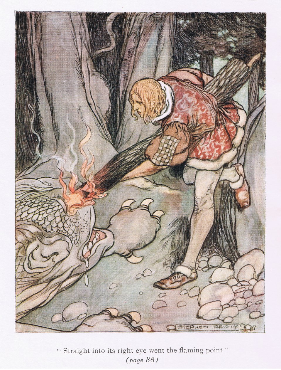 Rett inn i høyre øye gikk flammepunktet (farge litho) av Stephen Reid