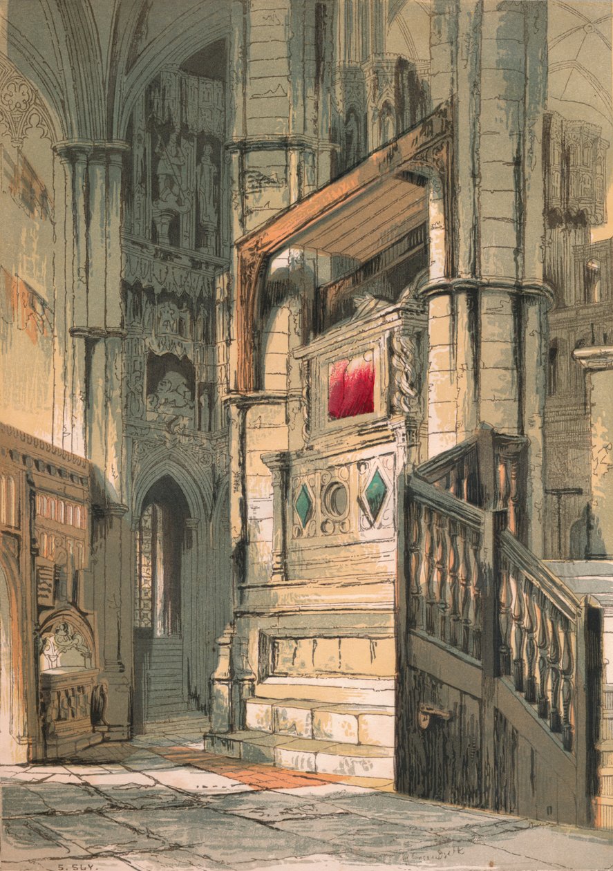 Westminster Abbey. Sørlige midtgang av koret, 1845 av Stephen Sly