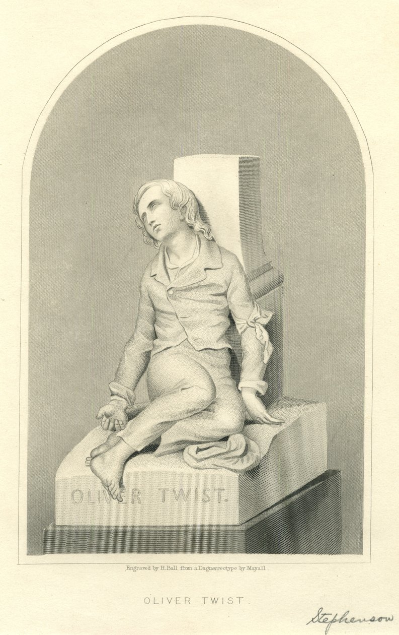 Oliver Twist-skulptur (gravering) av Stephenson (after)