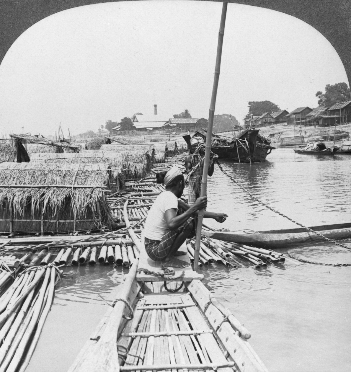 Flåter på Irrawaddy-elven, Mandalay, Burma, 1908. av Stereo Travel Co