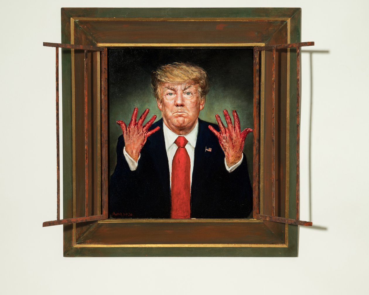 Trump Indited, 2020 (olje på panel) av Steven Skollar