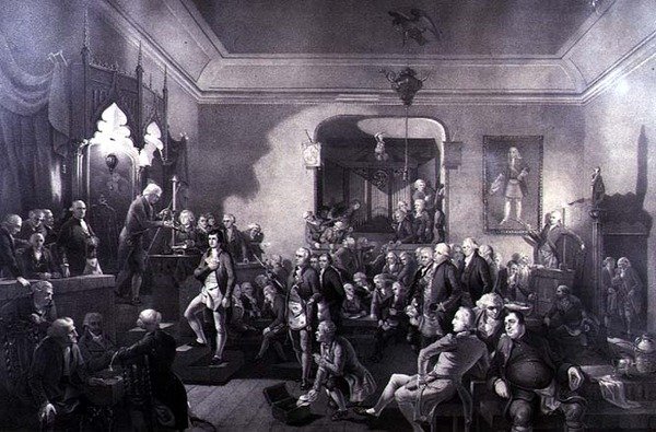 Innvielsen av Robert Burns (1759–96) som poetprisvinner ved Lodge, Canongate, Edinburgh av Stewart Watson