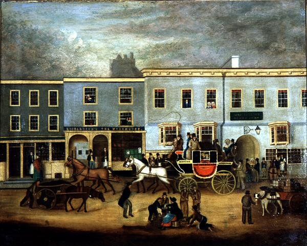 The Kings Arms, Kendal (olje på panel) av Stirzacker Stirzacker