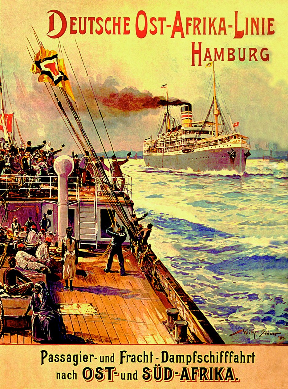 Plakat som reklamerer for den tyske Øst-Afrika-linjen, Hamburg, 1904 av Stoewer Willy