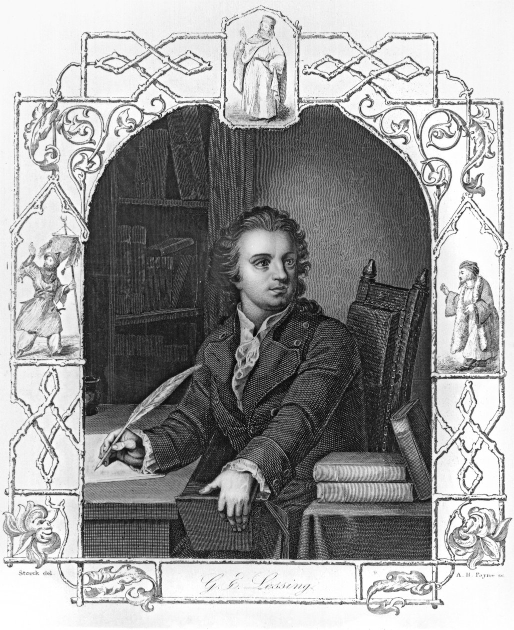 Gotthold Ephraim Lessing (1729-1781) gravert av Albert Henry Payne (1812-1902) av Storck