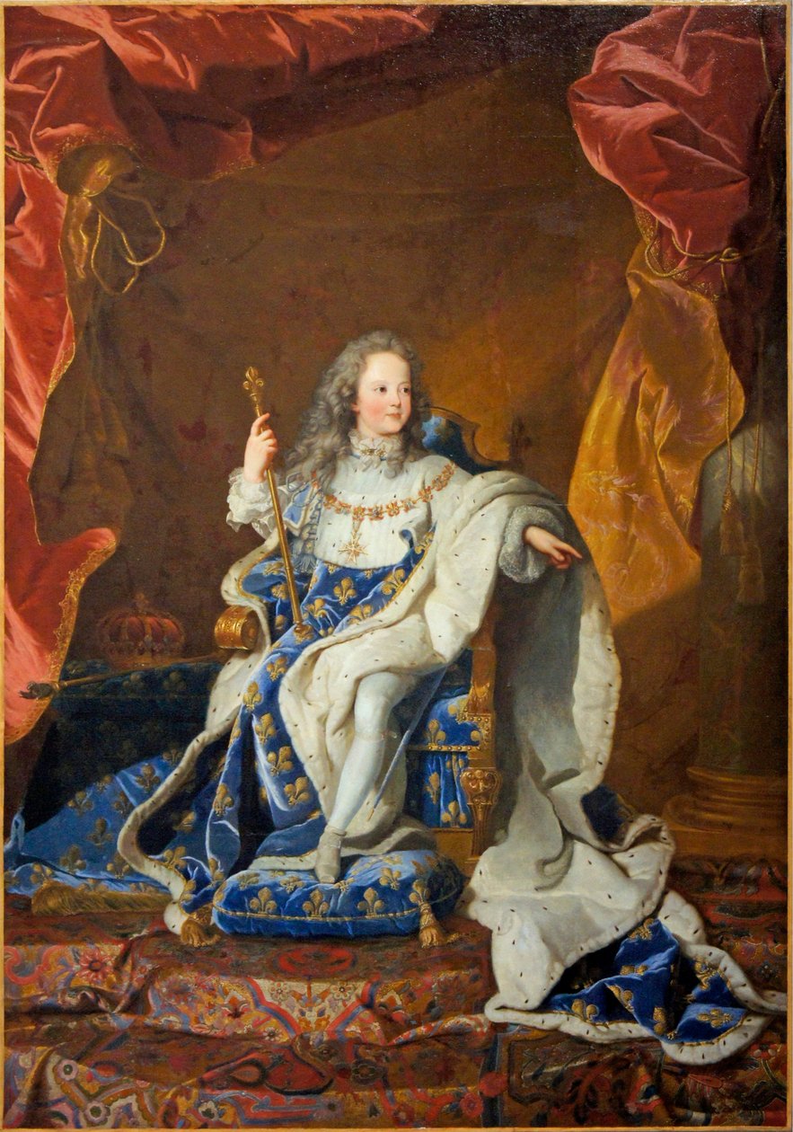 Offisielt portrett av Louis XV i kroningsdrakt av Studio of Hyacinthe Rigaud