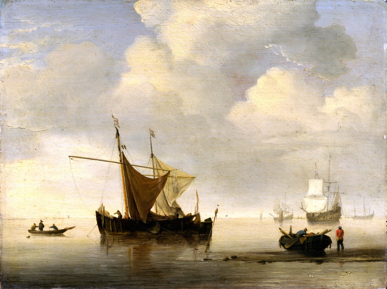 Rolig: To nederlandske fartøyer av Willem van de Velde the Younger