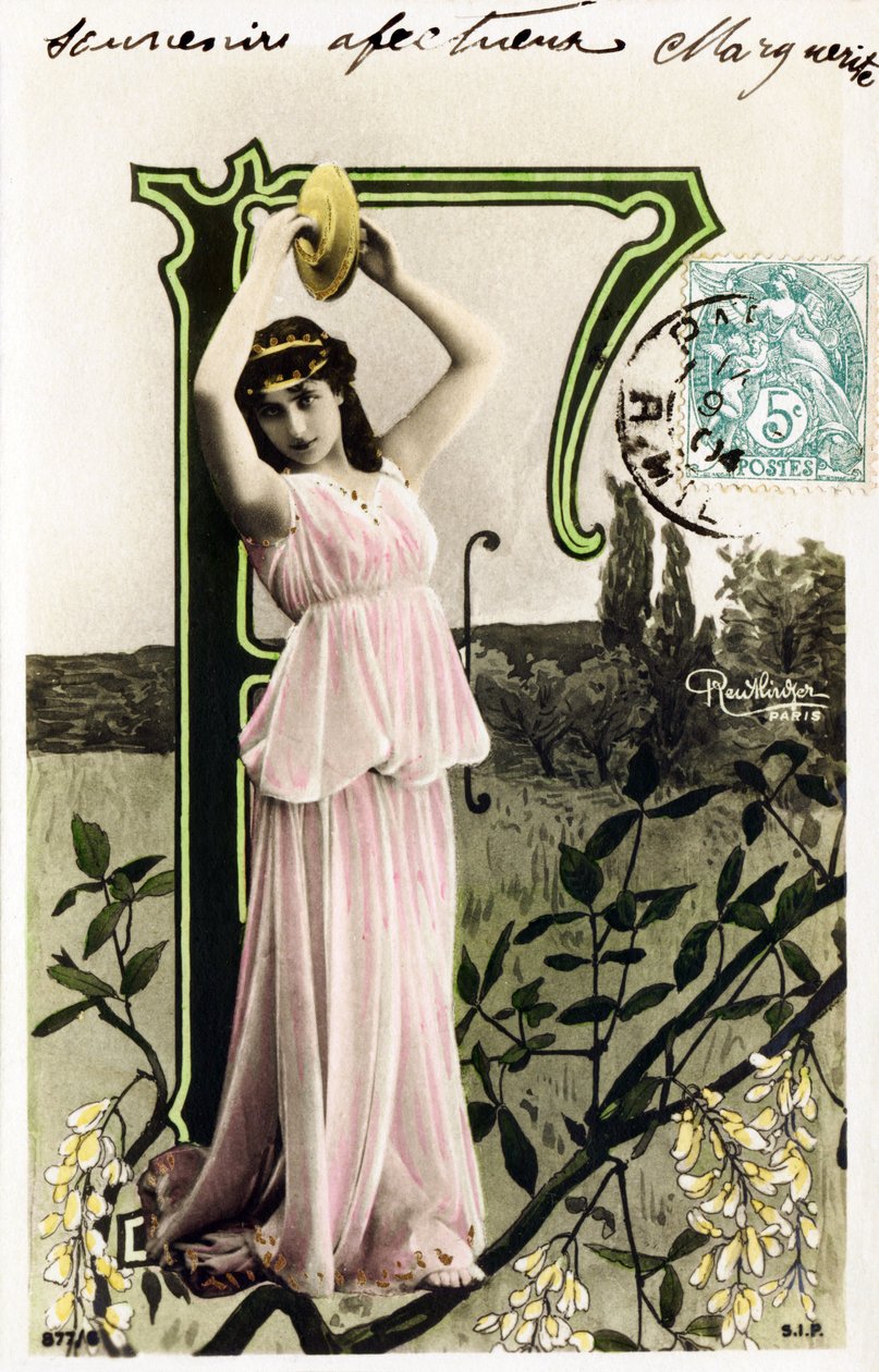 F : Mlle Beauregard, kunstner fra 1900-tallet - Alfabet i postkort av Studio Reutlinger