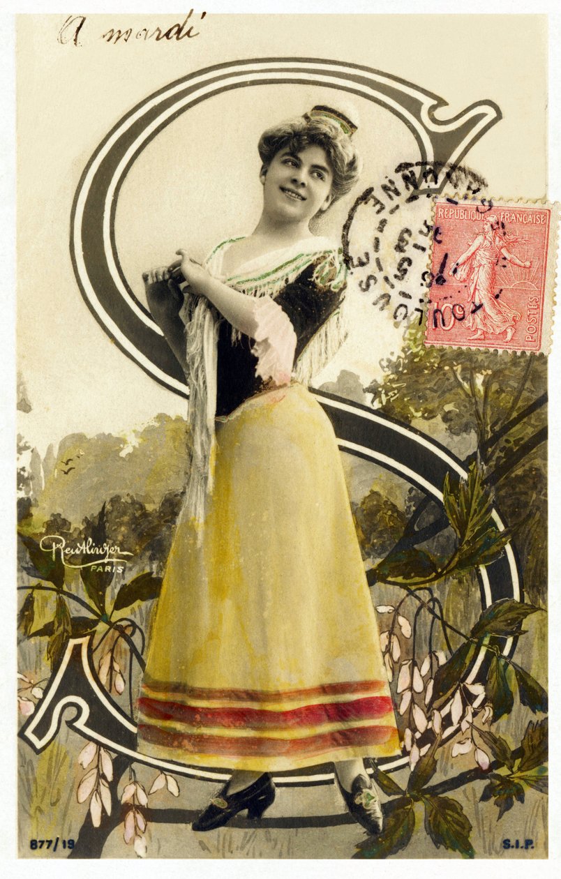 S : Mlle Caux, kunstner fra 1900-tallet - Alfabet i postkort av Studio Reutlinger