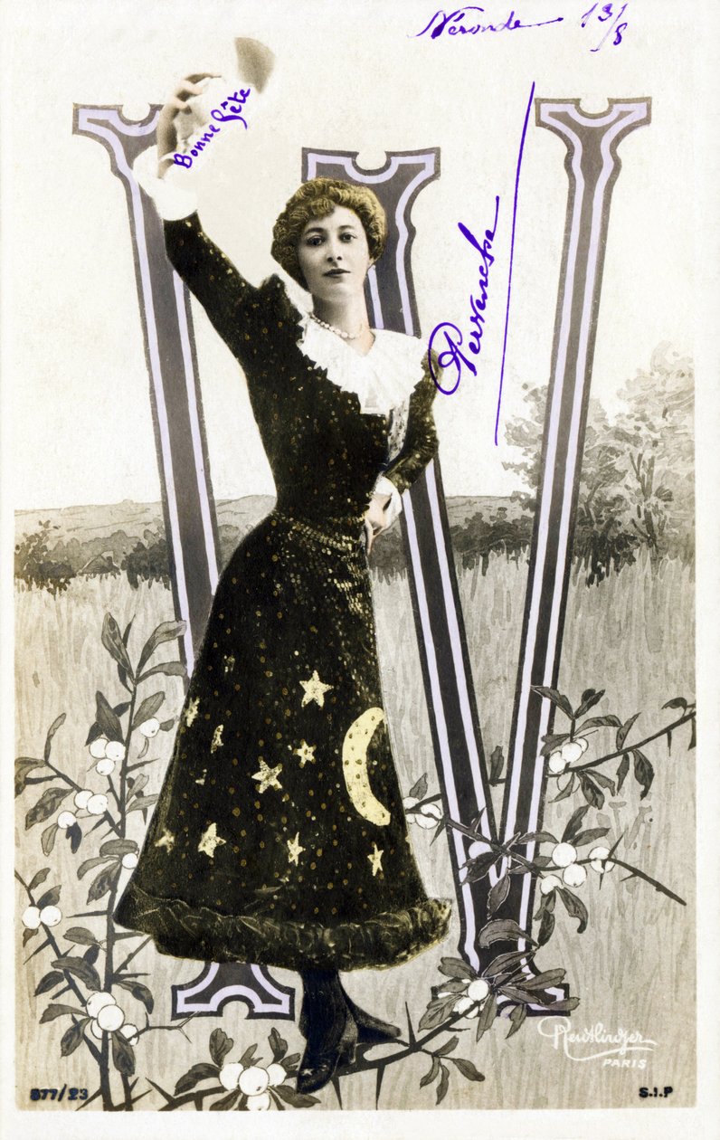 W : Liane De Pougy , danser og courstisane fra la Belle Epoque - alfabet på postkort av Studio Reutlinger