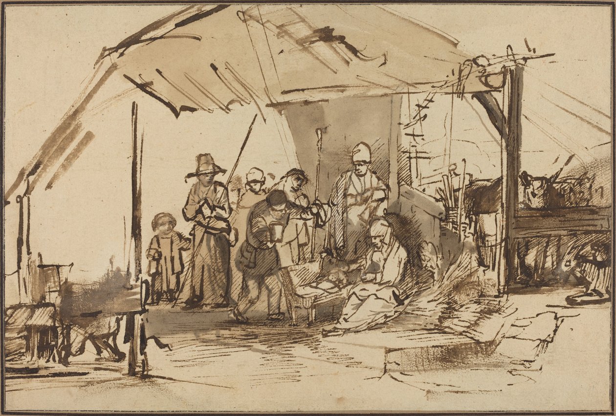 Hyrdenes tilbedelse av Studio of Rembrandt van Rijn