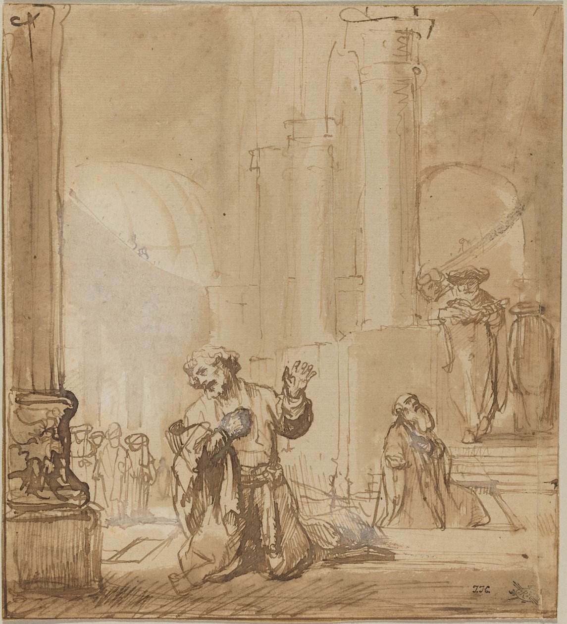 Lignelsen om tolleren og fariseeren av Studio of Rembrandt van Rijn