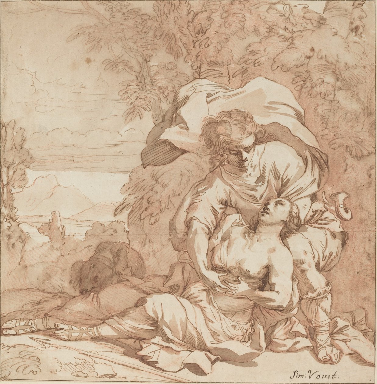 Procris og Cephalus (?) av Studio of Simon Vouet