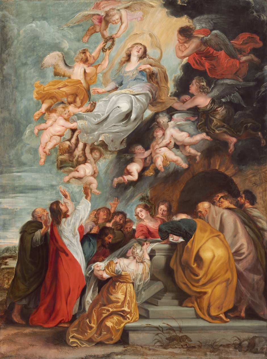 Jomfruens antagelse av Studio of Sir Peter Paul Rubens