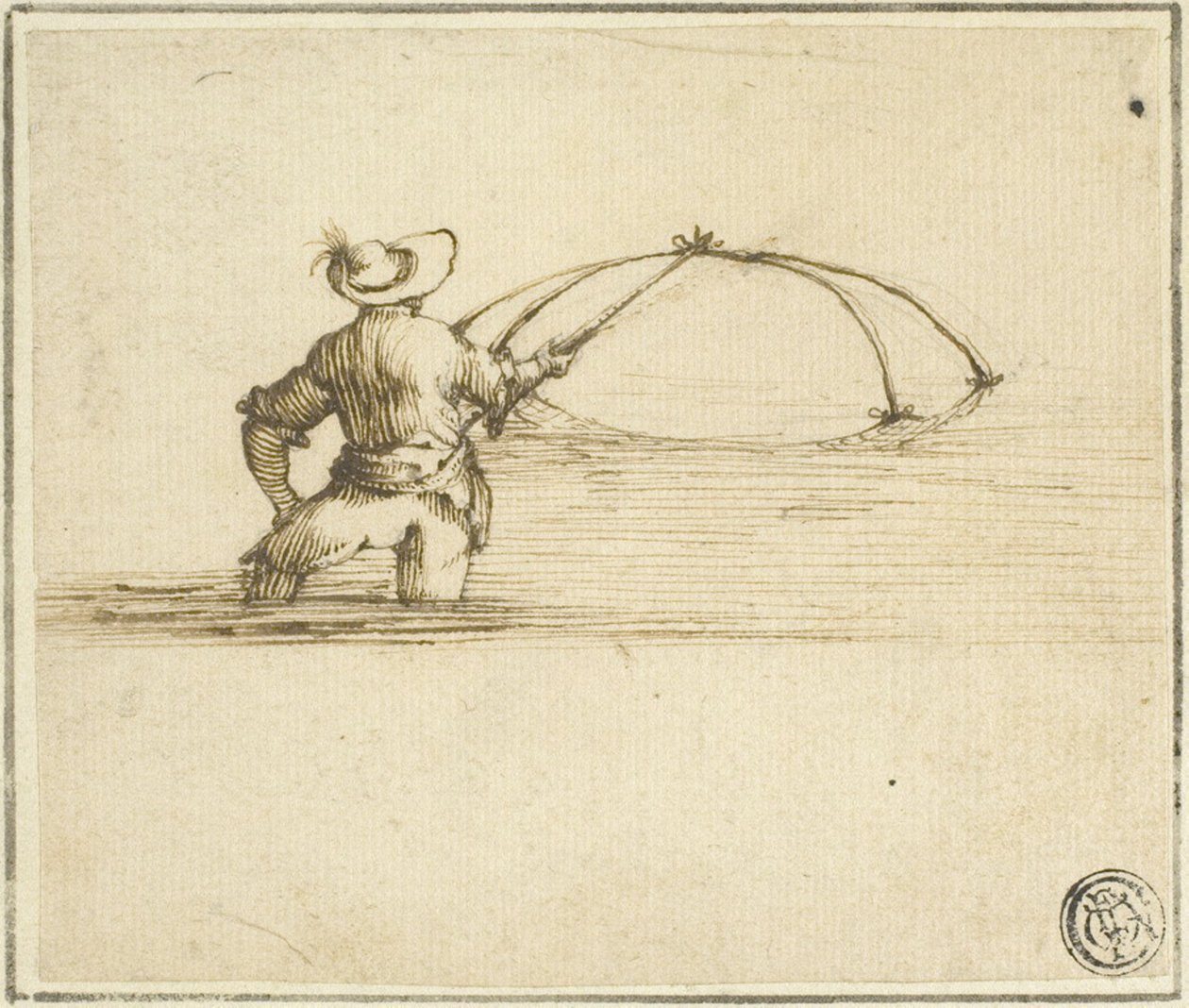 Fisker med garn av Style of Jacques Callot