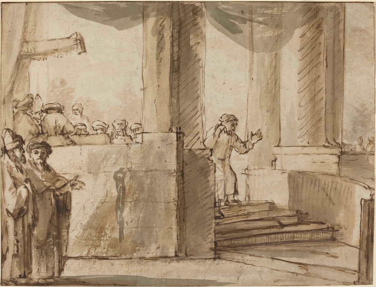 Judas forlater ypperstepresten av Style of Rembrandt van Rijn
