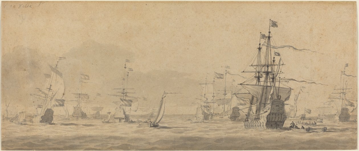 Marine av Style of Willem van de Velde the Younger