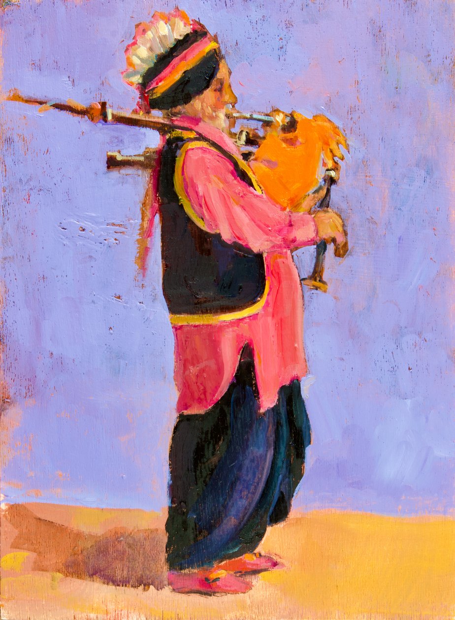Indisk sekkepiper, 2020, 29x22 av Sue Wales