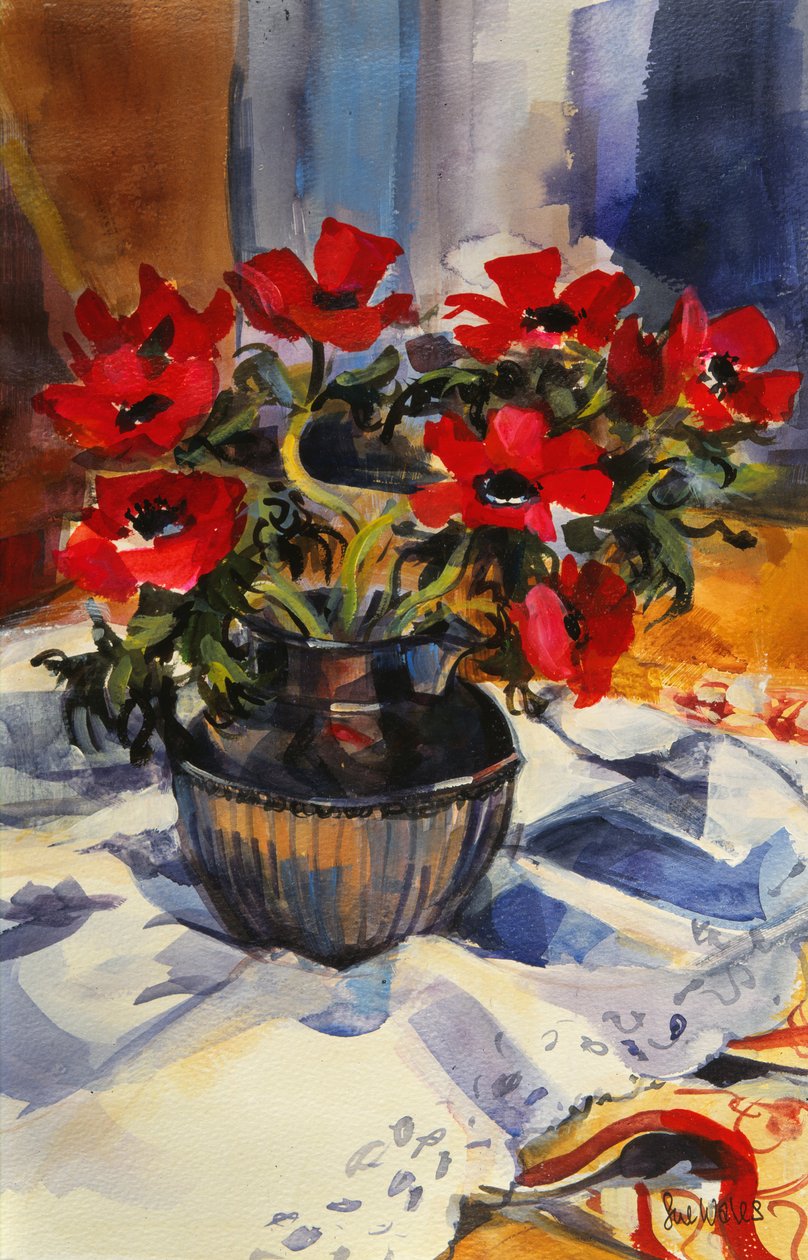 Røde anemoner, 1994, av Sue Wales