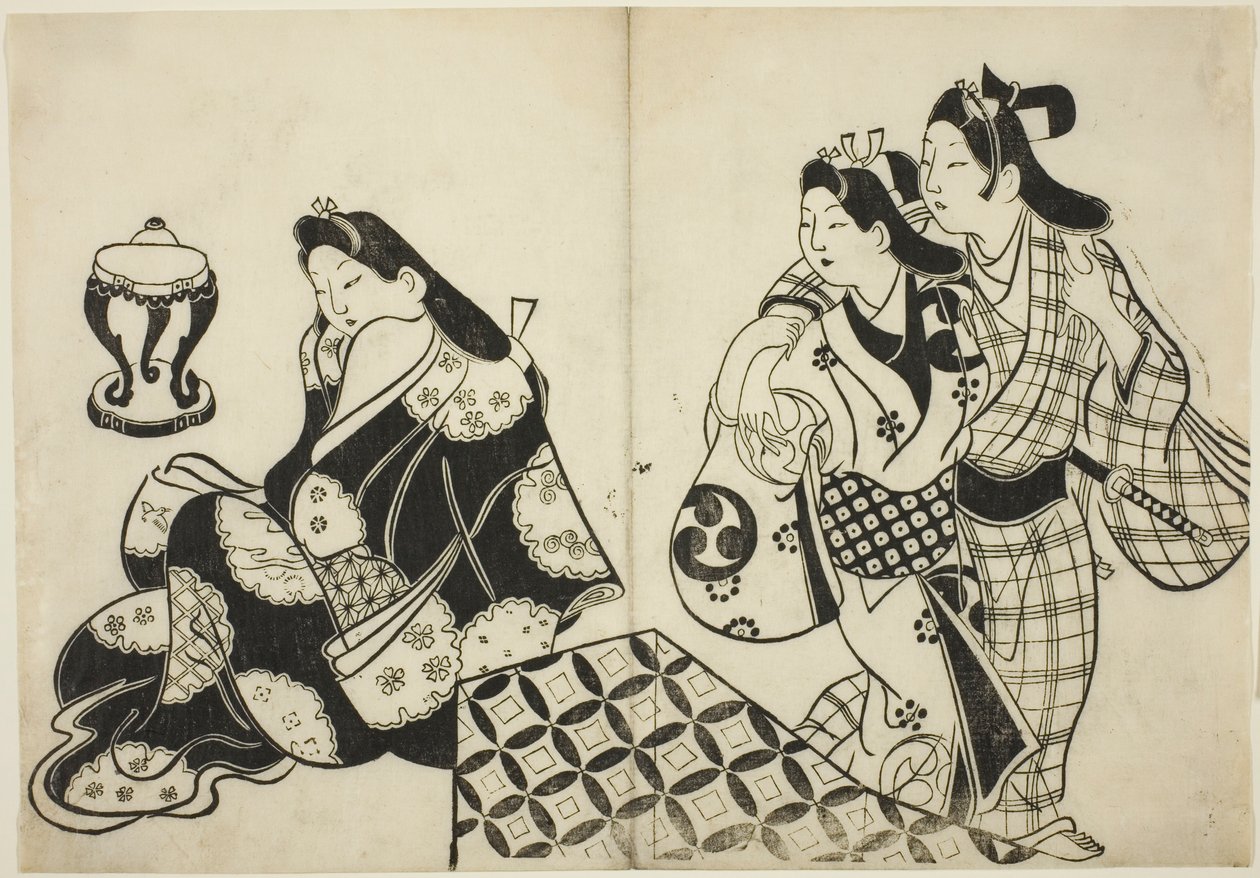 Elskere som forlater et rom av Sugimura Jihei