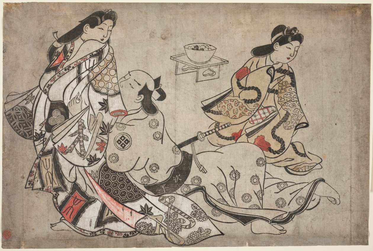 Den insisterende elskeren, fra en serie uten tittel med erotiske trykk av Sugimura Jihei