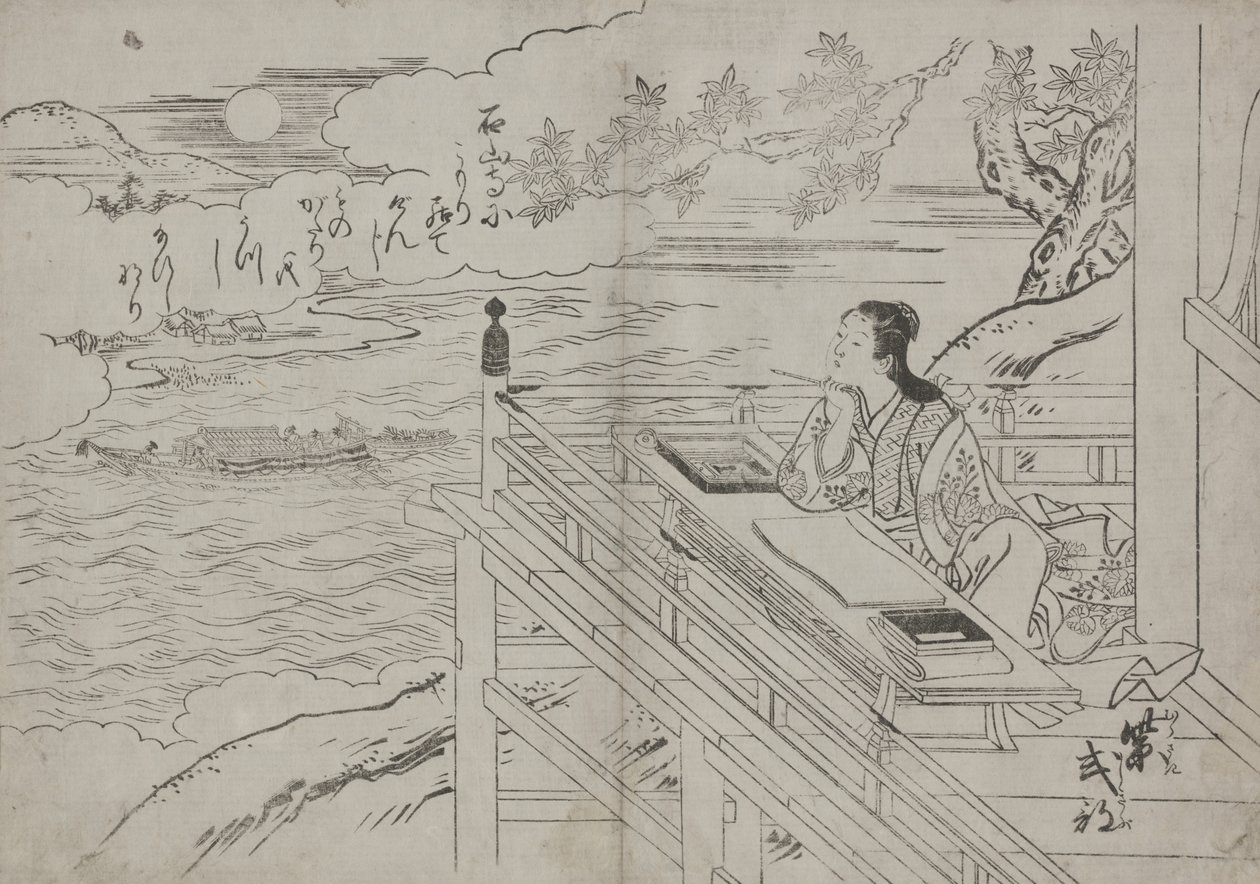 Illustrasjon som viser Lady Murasaki av Sukenobu Nishikawa