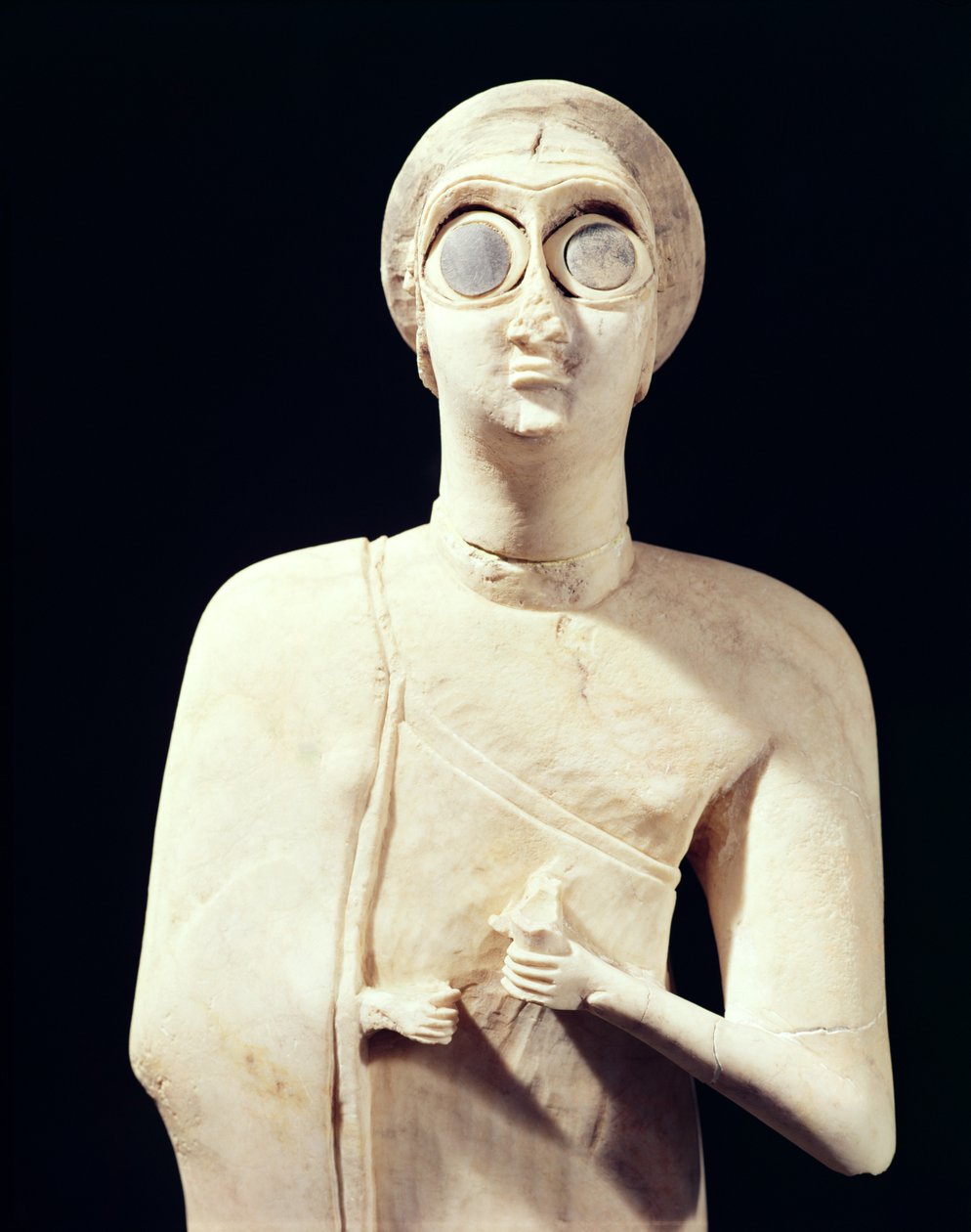 Statue av den store gudinnen, fra Tell Asmar, 2800-2300 f.Kr. kalksteinsdetalj fra 195515 av Sumerian