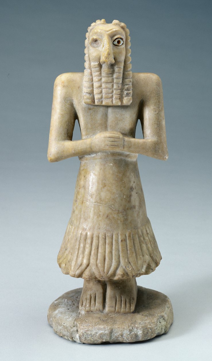 Statuett av en mann, ca. 3000-2500 f.Kr. (gips og skall) av Sumerian