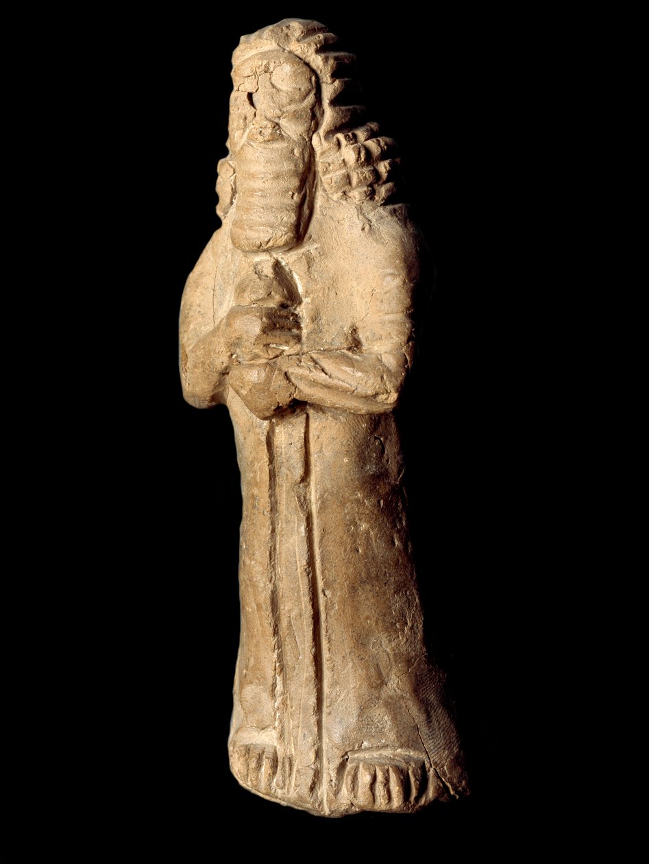 Sumerisk sivilisasjon: statuett i terrakotta av beskyttende ånd avsatt under grunnmuren til et hus. 8.-7. århundre f.Kr. Dim. 13 cm Bagdad, National Iraq Museum av Sumerian Sumerian